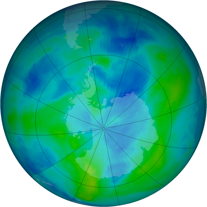 Antarctic ozone map for 08 March 1997